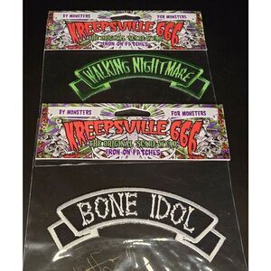 4pc Lot Kreepsville 666 NEW Iron-On Sew-On Patches Halloween Horror Goth Punk